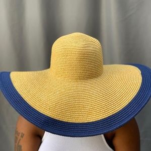 ROCK THE BOAT STRAW SUN HAT - NAVY BLUE